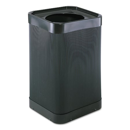 Safco At-Your-Disposal 38 gal Square Outdoor Can, Black, Top Hole, HDPE, 18 in 9790BL